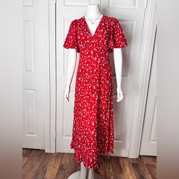 A New Day Red Floral Short-Sleeve Maxi Dress Size 4 - Picture 2 of 14